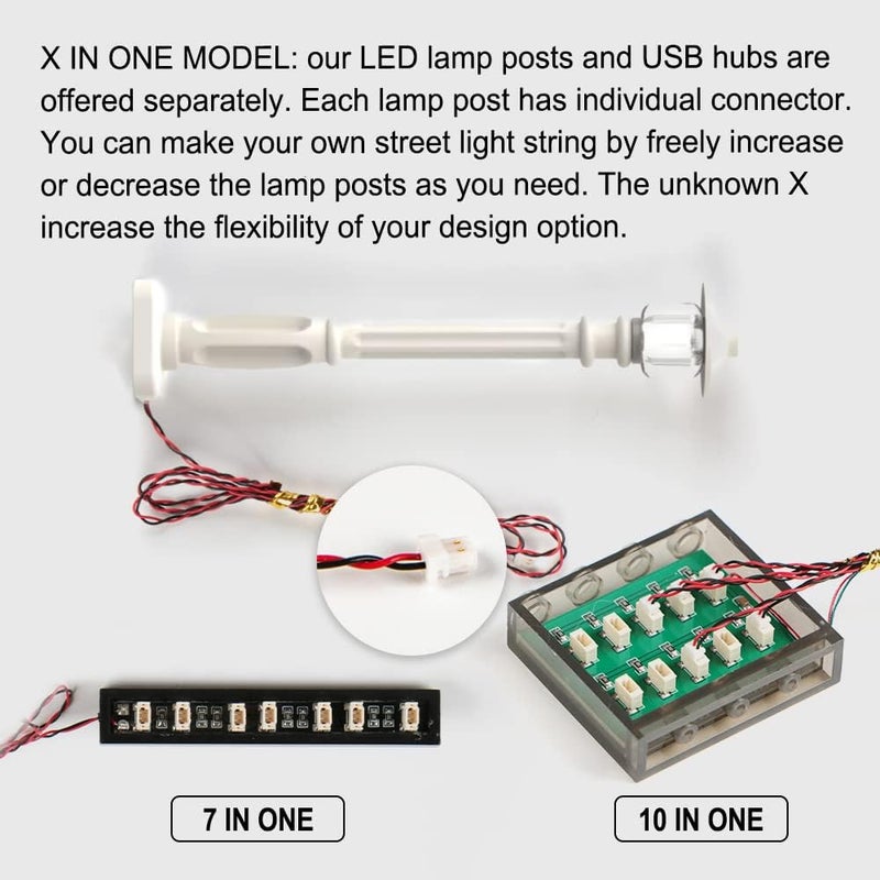 TEDDOO Store 15 City Street Light DIY LED Lighting Kit (10 in 1 USB Power Supply) Small Particle Building Block Lamp Compatible with Lego Building Blocks 2039 11062 (White Column Warm White Light) - Image 4